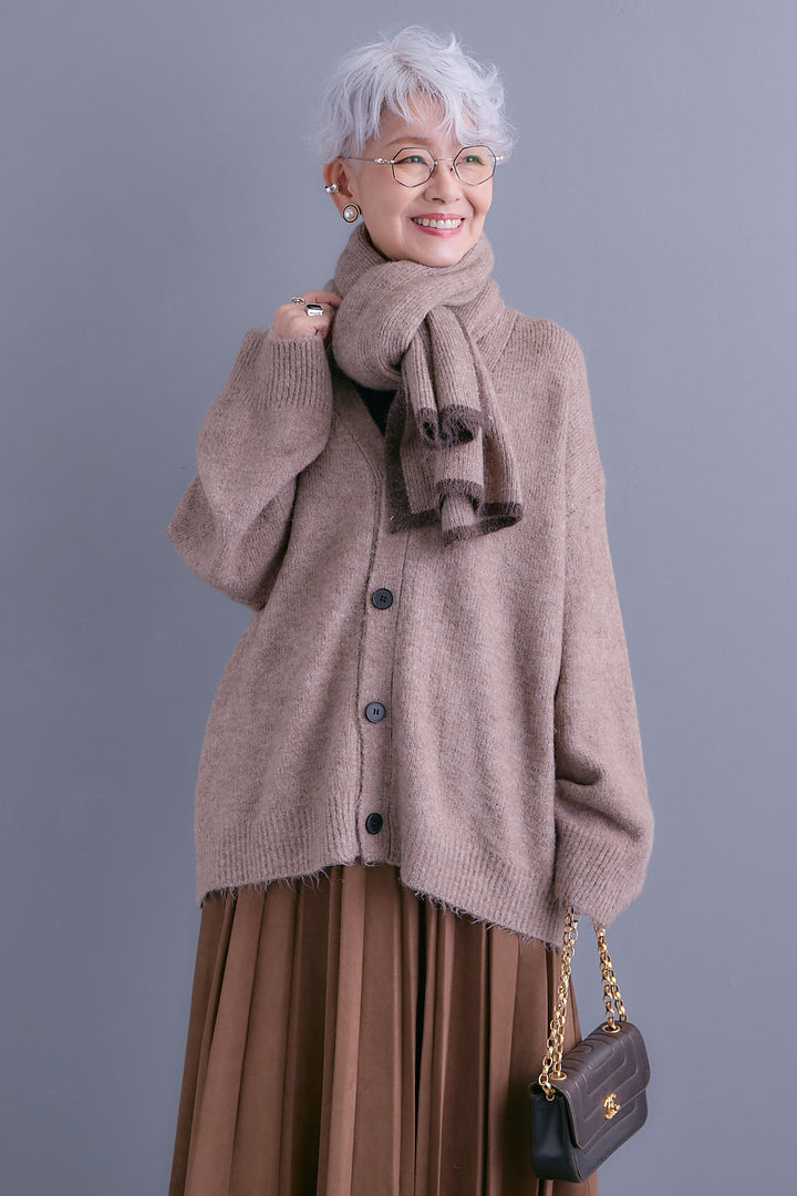 【予約】Vネックニットカーディガン&ストールSET