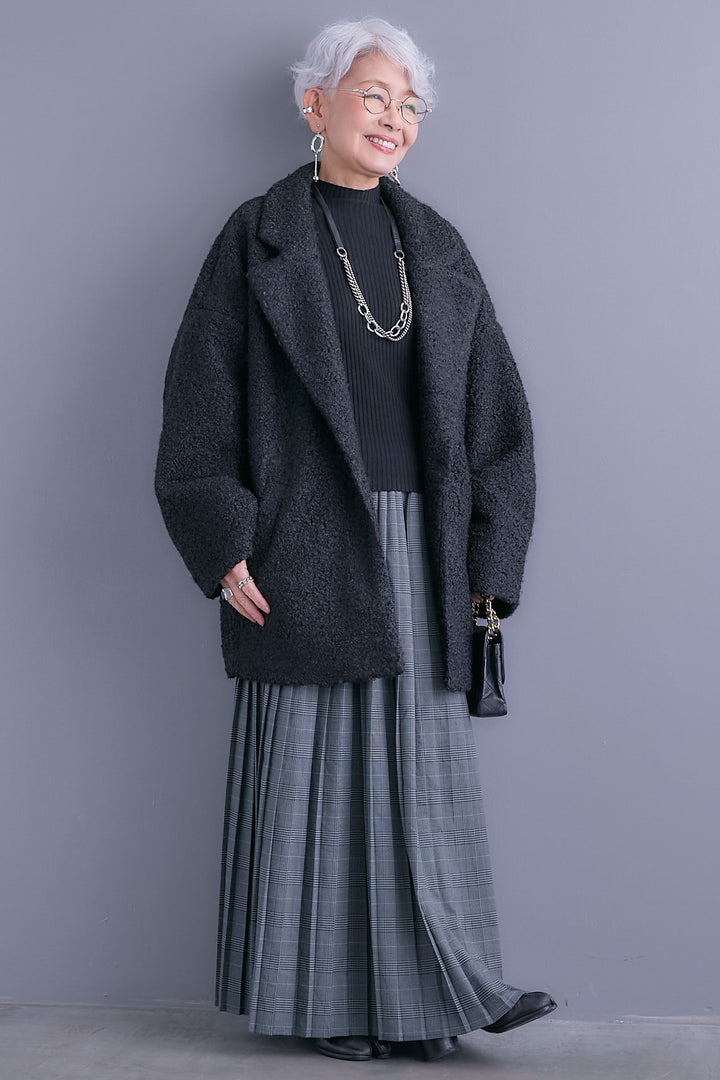 【SET】ブークレーテーラードコート+グレンチェックプリーツスカート(2set)