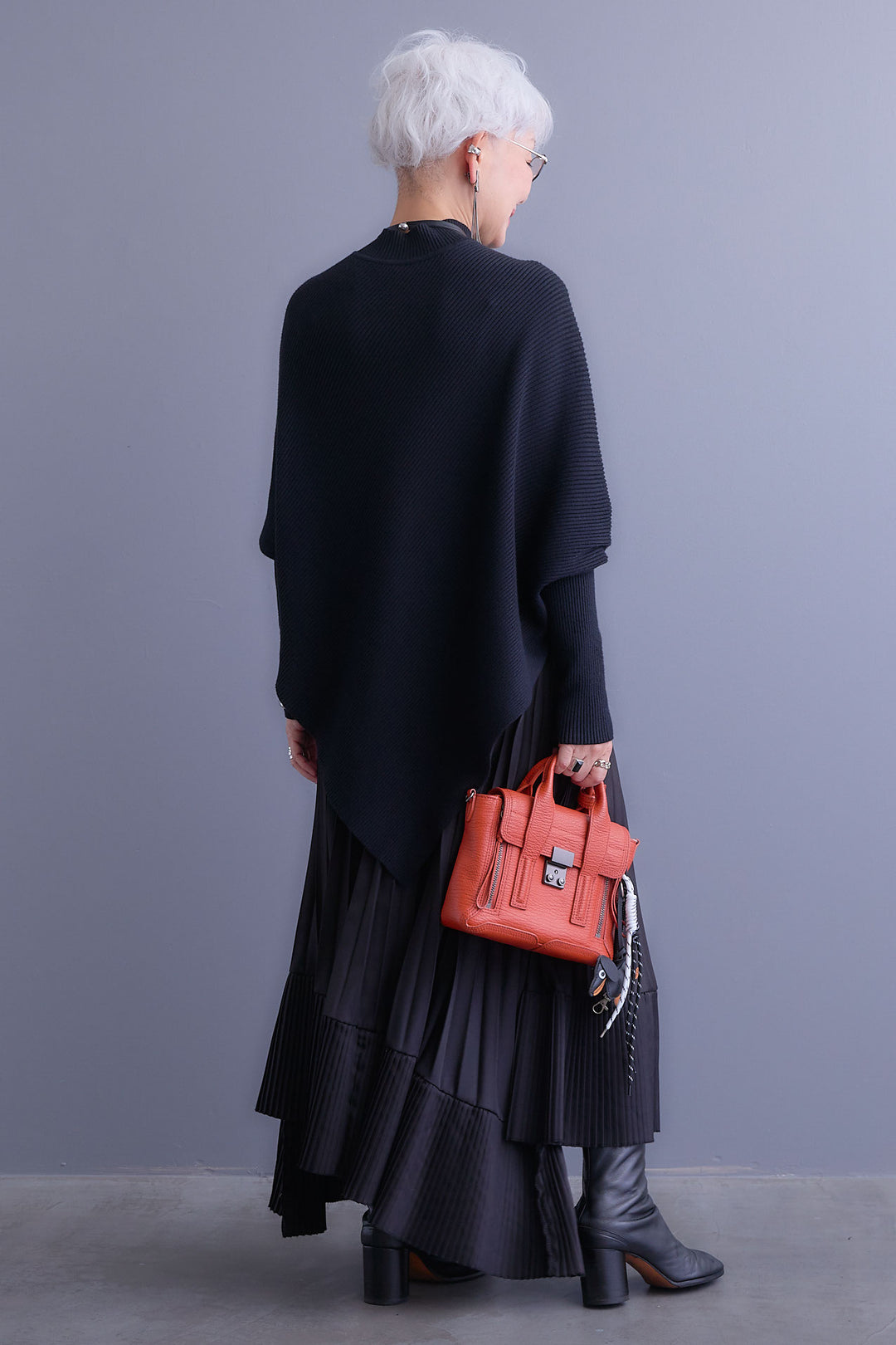 【新色追加】【SET】アシンメトリーオーバーニット+アシンメトリープリーツスカート(2set)