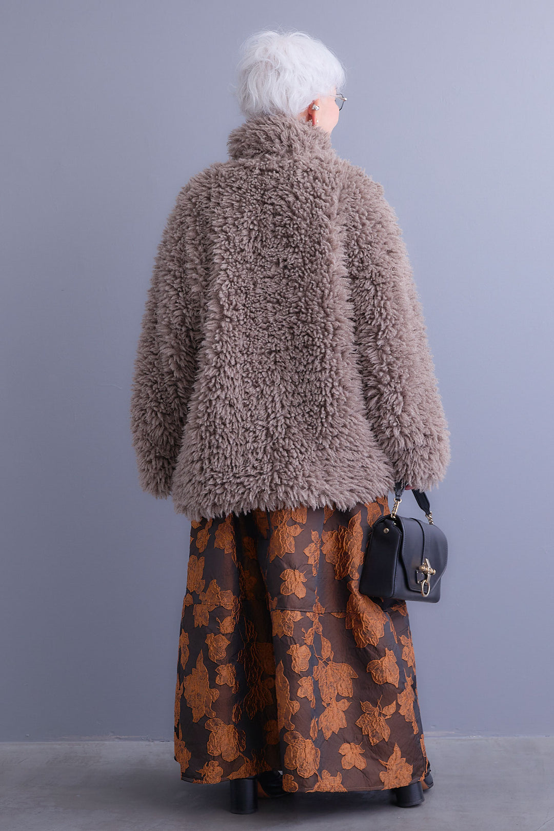 【SET】プードルボア2WAYカラーコート+ジャガードフラワースカート(2set)