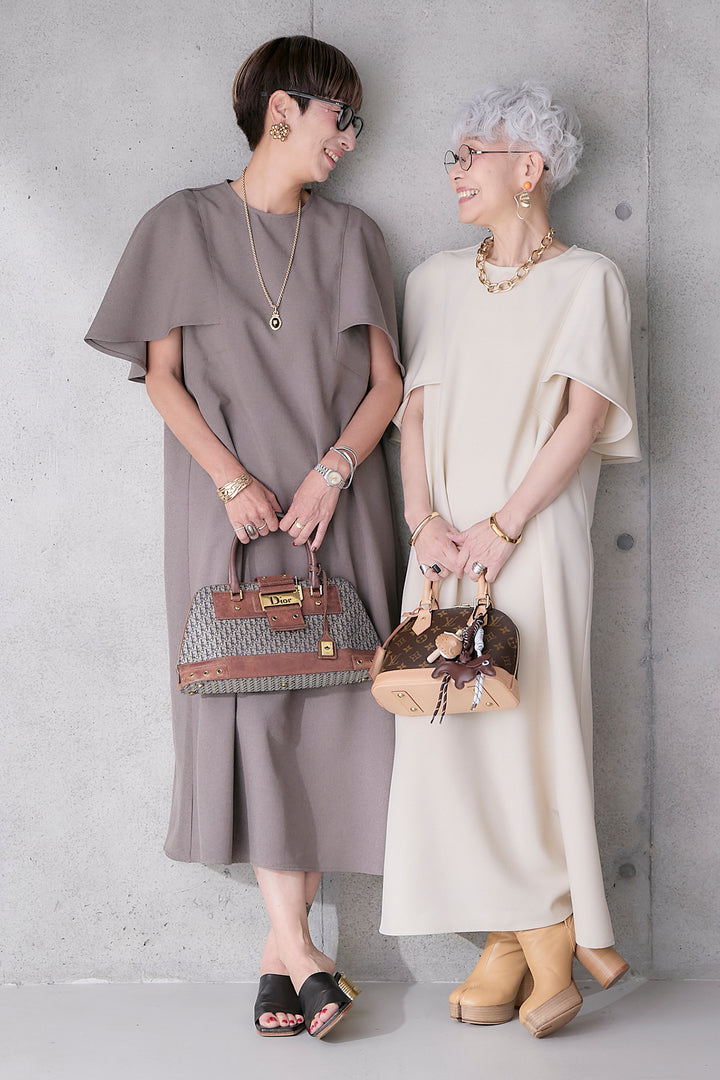 【予約】リネンタッチケープデザインワンピース