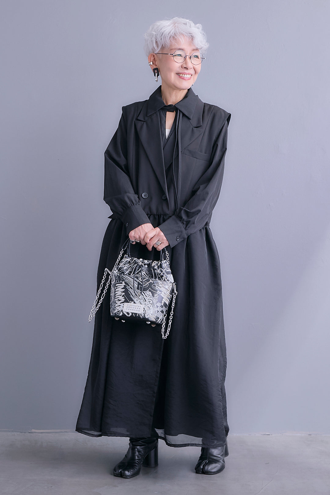 【SET】シアーオーガンジージャケットベスト+コードキーネックシャーリングデザインワンピース(2set)