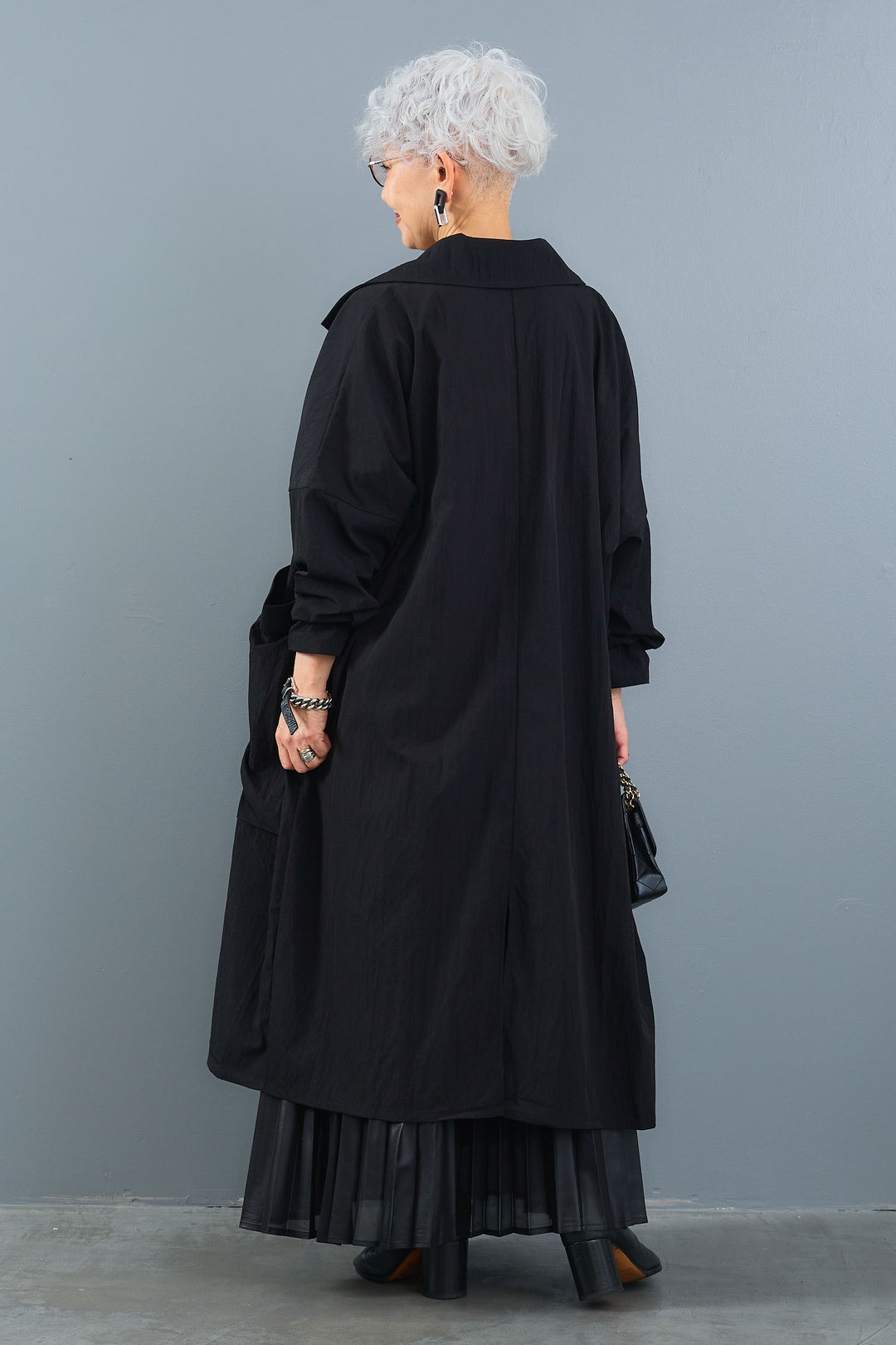 【SET】アシンメトリーロンT+ワッシャートレンチライクライトコート+レザーライクプリーツスカート(3set)