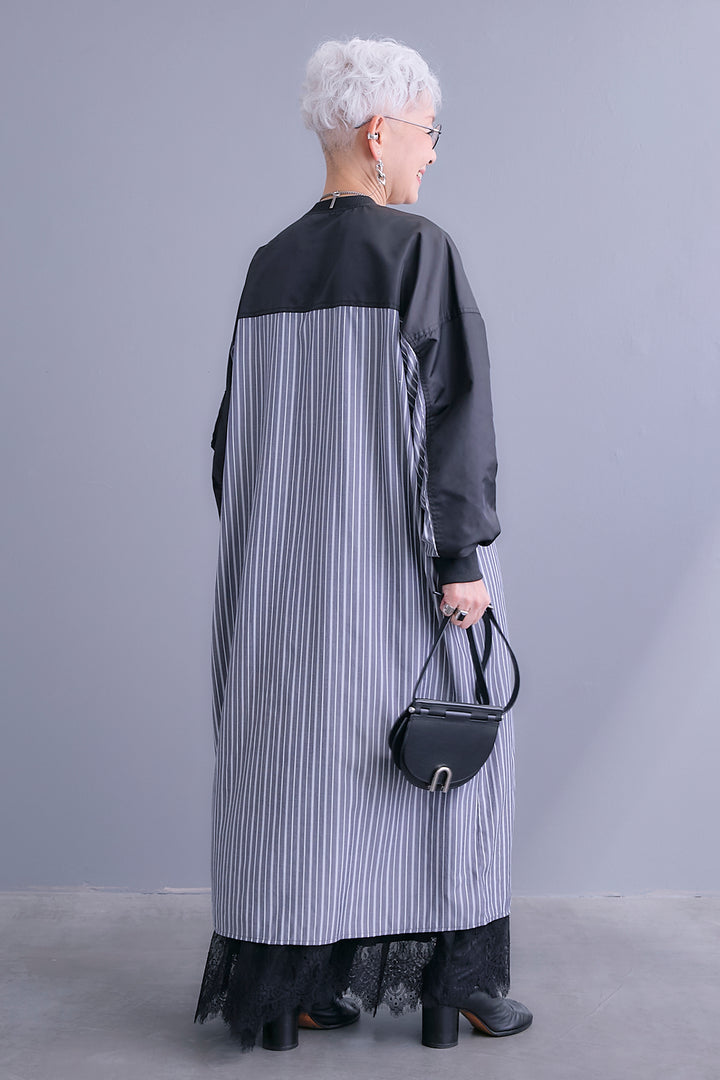 【予約】MA-1スリーブストライプシャツワンピース