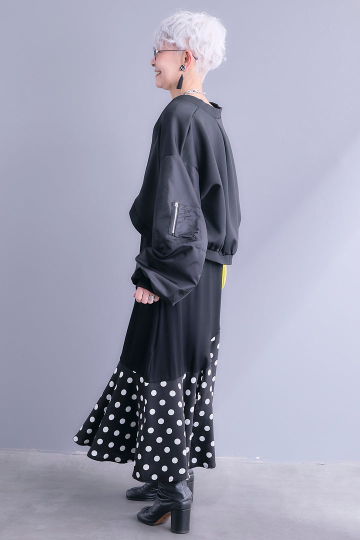 【SET】MA-1ボレロブルゾン+アシメドットデザインワンピース(2set)