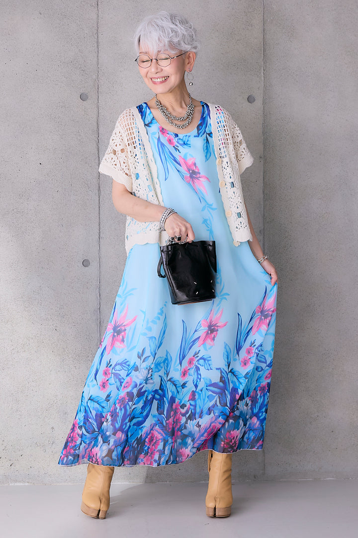 【予約】ハーフスリーブエンブロイダリークロシェカーデ
