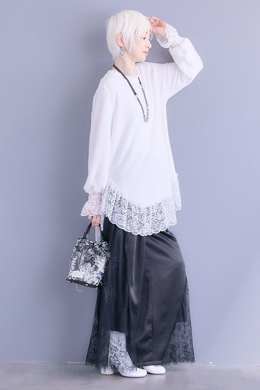 【予約】ヘムレース×サテンタックパンツ