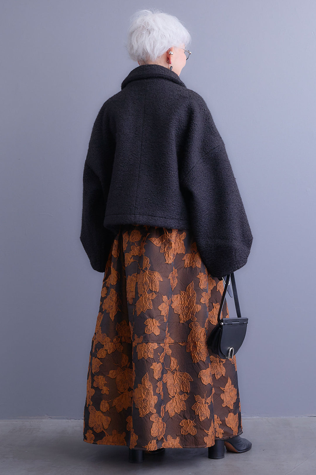 【SET】シープボアボリュームスリーブジャケット+ジャガードフラワースカート(2set)