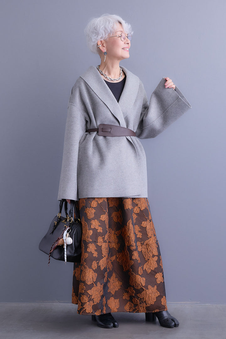 【予約】メルトンソフトショールカラーコート【ベルト付き】