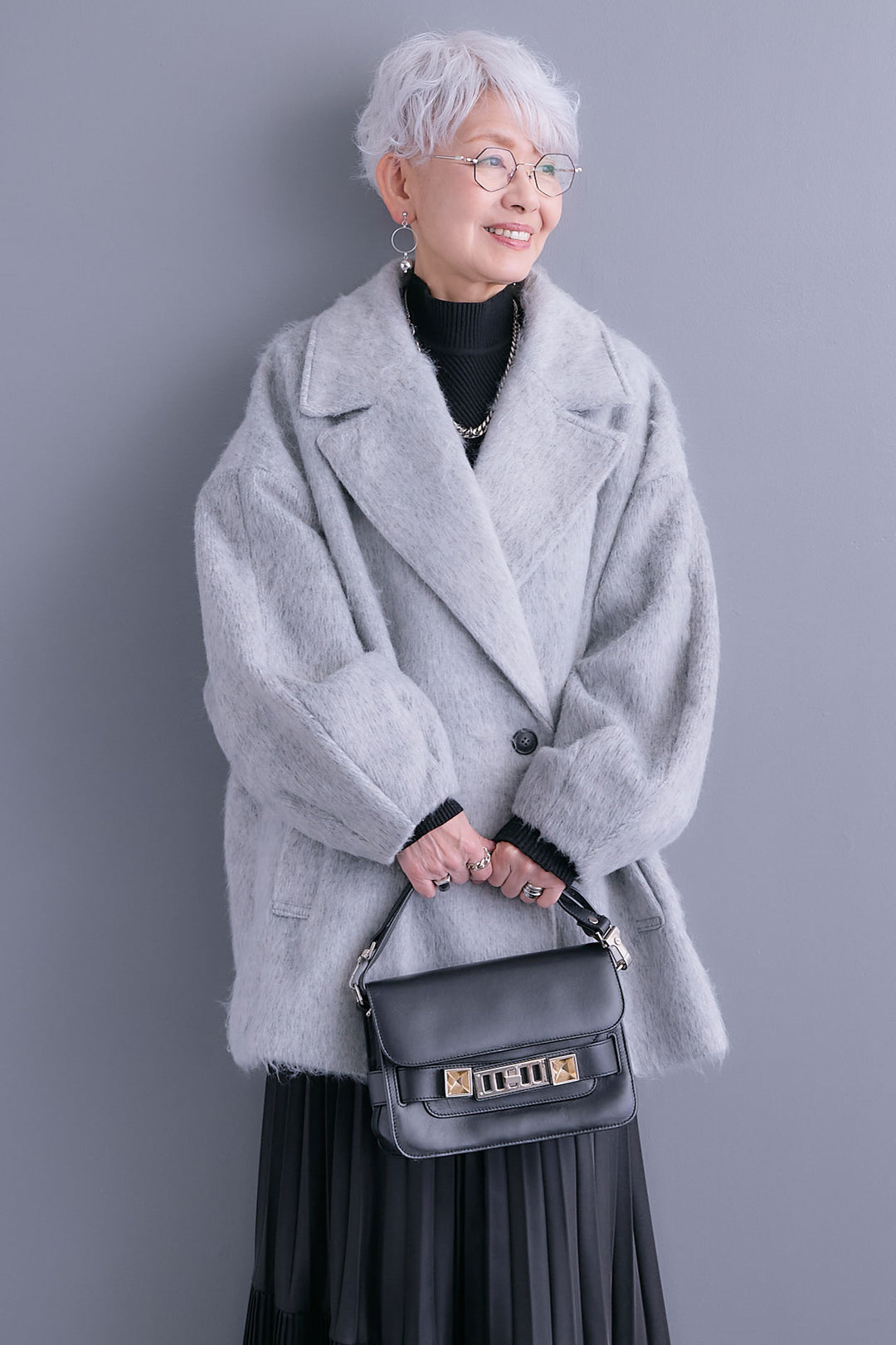 【予約】ワイドラペルコクーンスリーブシャギーコート