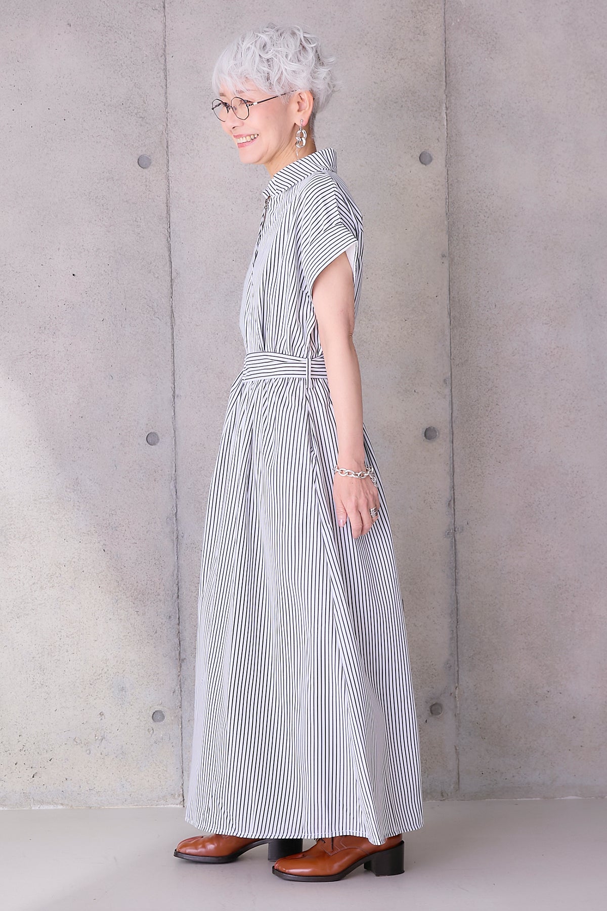 予約】ストライプスキッパーカシュクールワンピース – AIJAN
