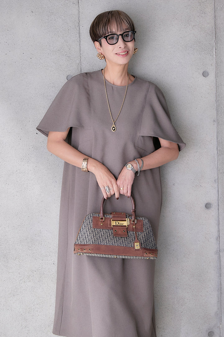 【予約】リネンタッチケープデザインワンピース