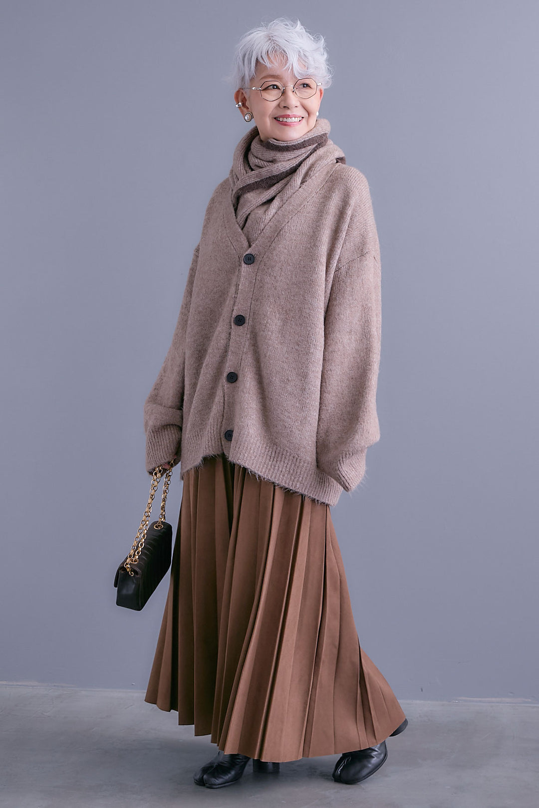 【予約】Vネックニットカーディガン&ストールSET