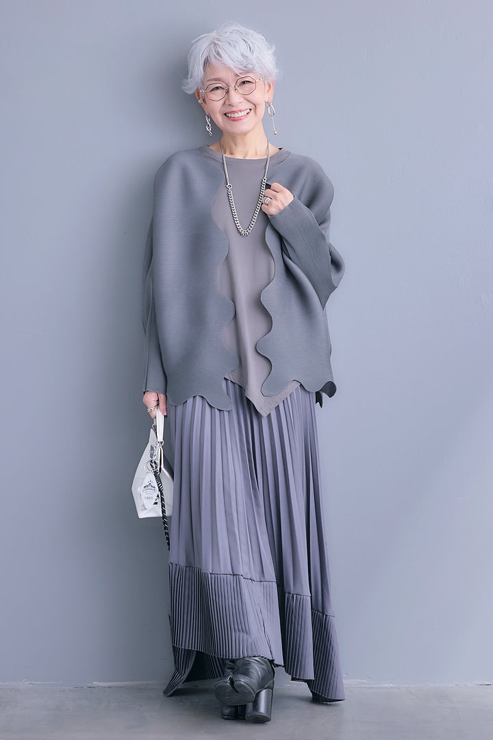 【予約】ウェーブラインプリーツカーディガン