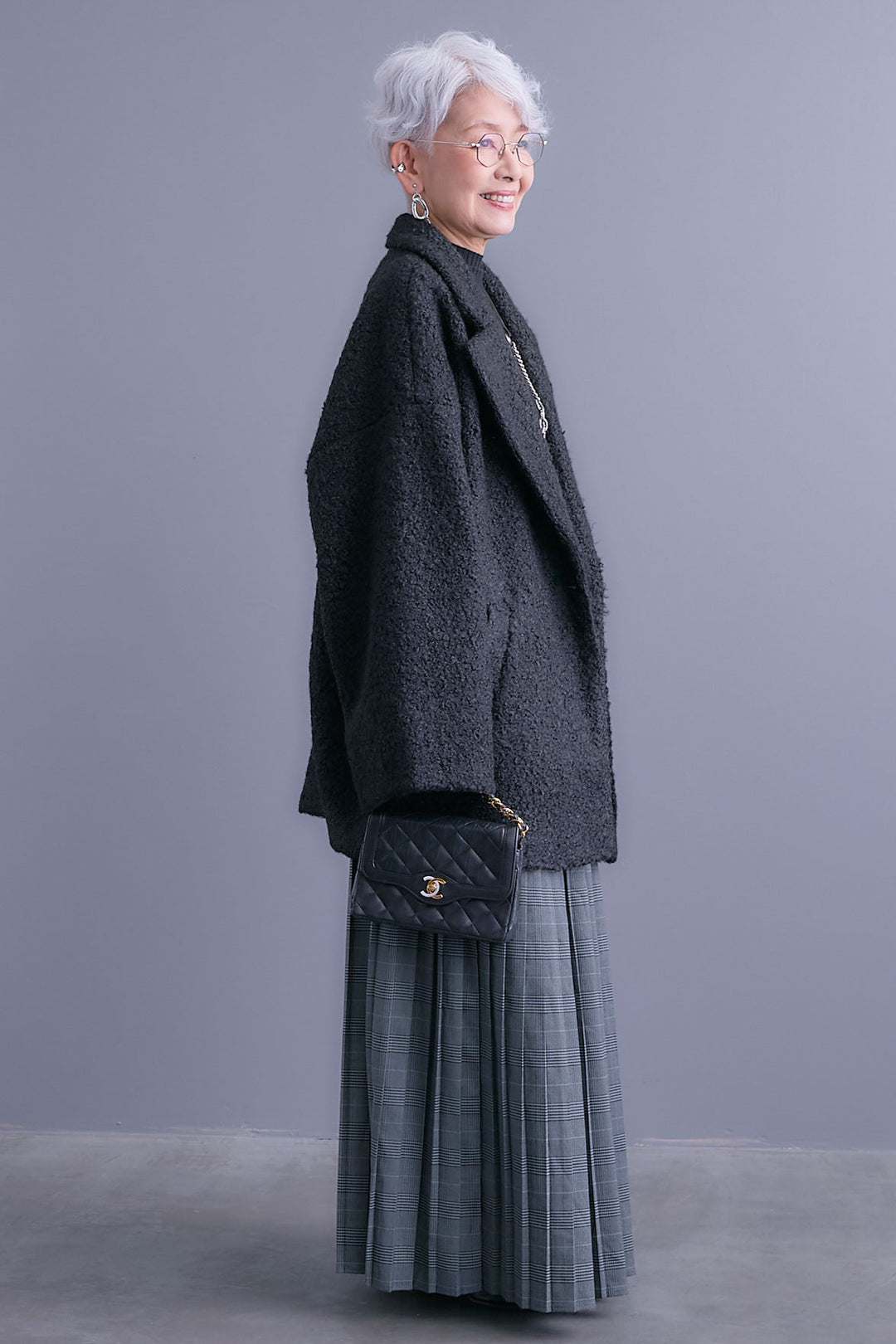 【SET】ブークレーテーラードコート+グレンチェックプリーツスカート(2set)