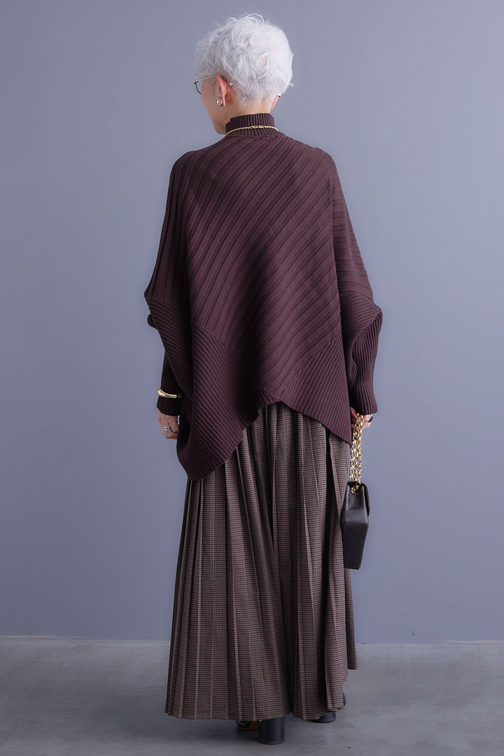 【SET】ワイドリブドルマンニット+グレンチェックプリーツスカート(2set)