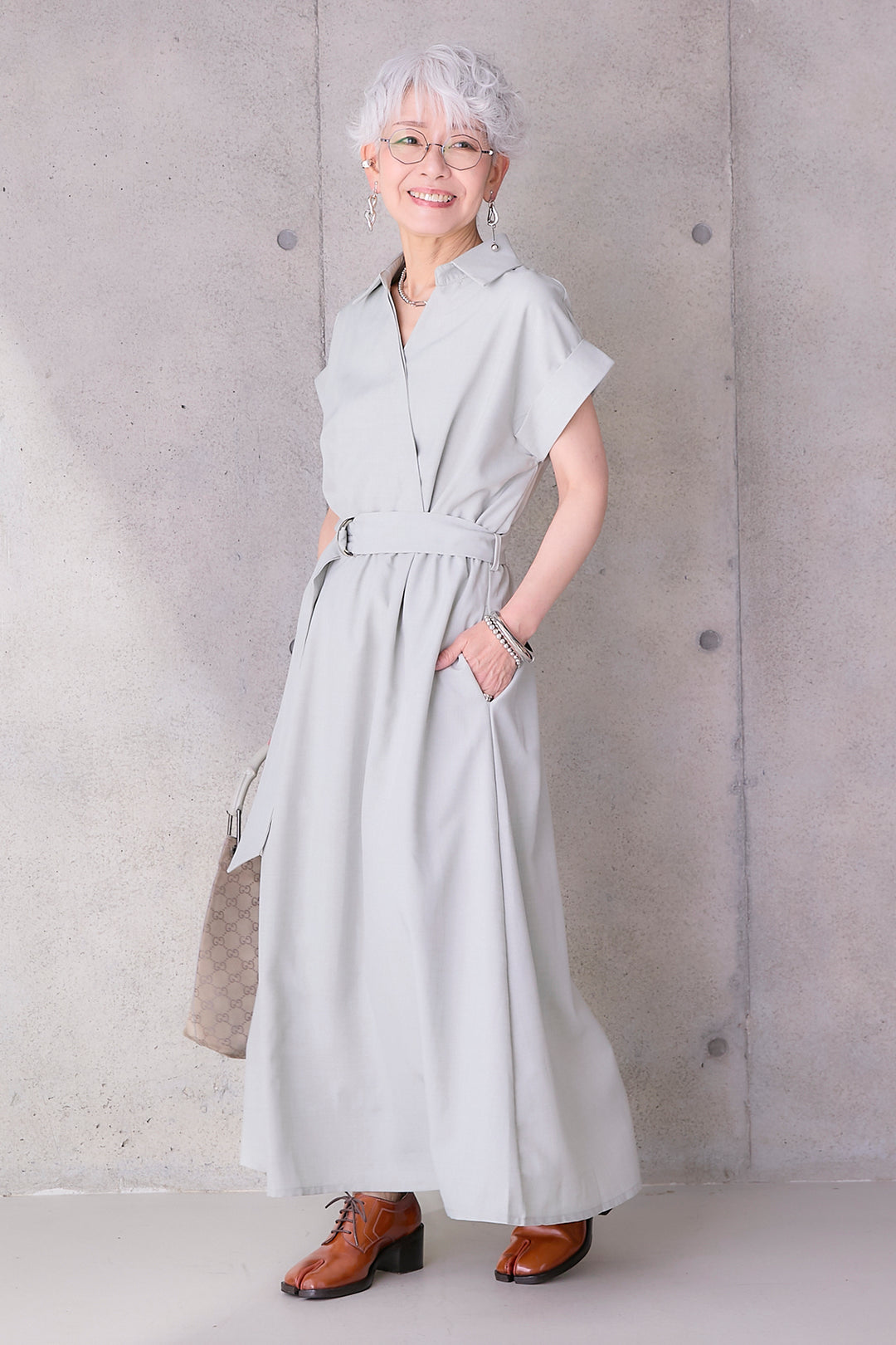 【予約】ロールアップスキッパーカシュクールワンピース