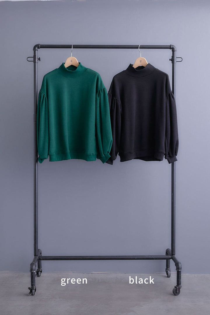 【SET】ボリュームスリーブモックネックプルオーバー+アシンメトリープリーツスカート(2set)