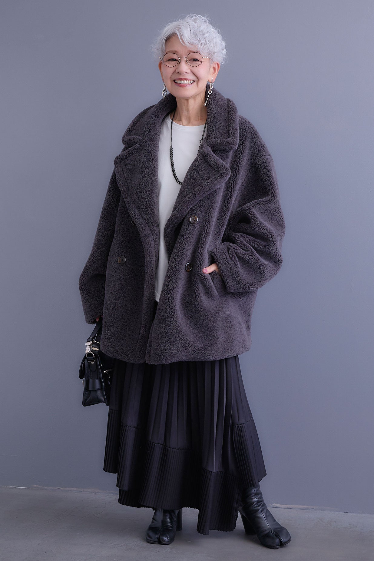 新品タグ付き、AIJAN テディベアボアミディコート チャコールグレー 10_7fca6e10-5235-4594-bfdf-