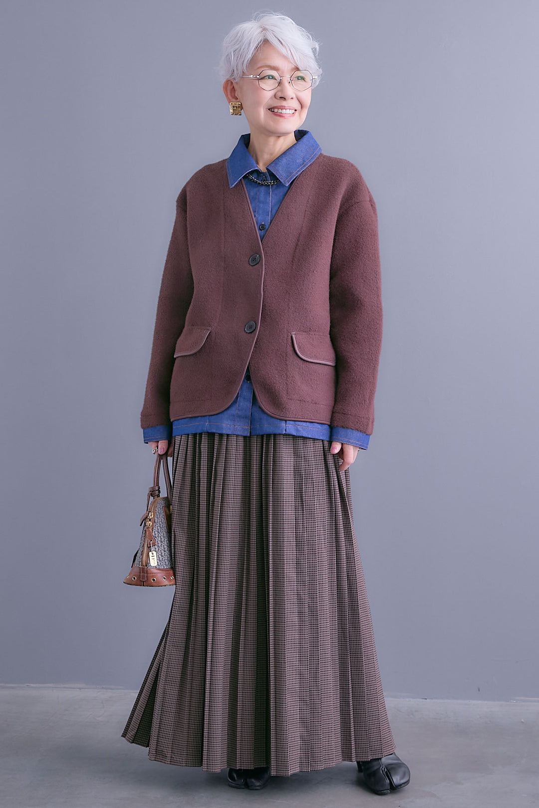 【予約】デニムレイヤードデザインカーディガン