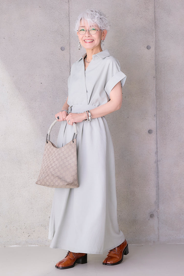 【予約】ロールアップスキッパーカシュクールワンピース