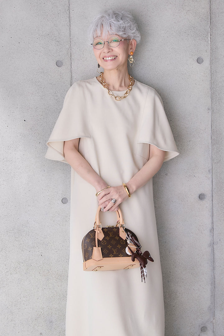 【予約】リネンタッチケープデザインワンピース