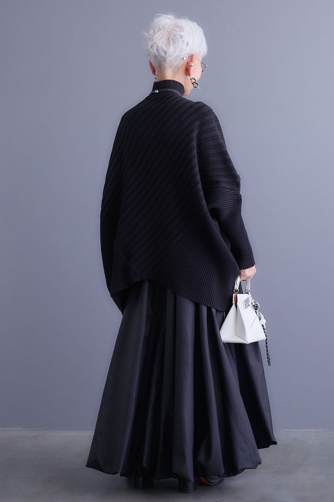 【SET】ワイドリブドルマンニット+バルーンミリタリースカート(2set)