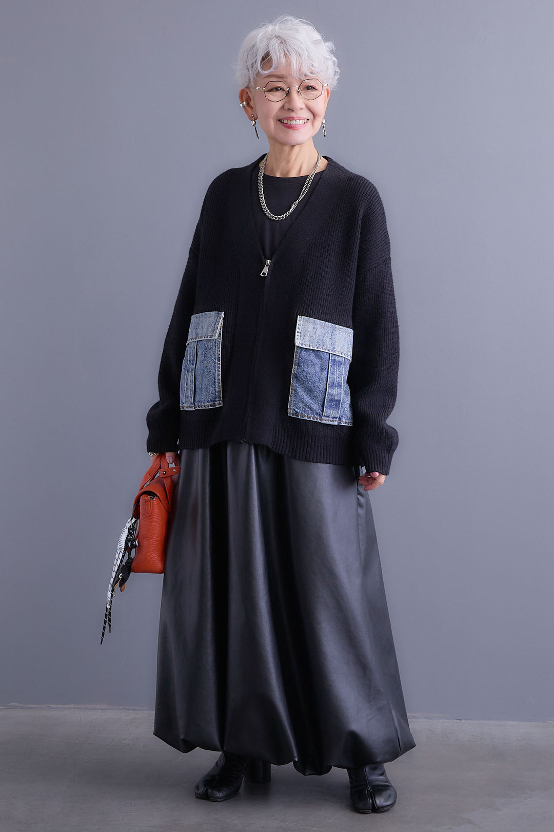 【予約】デニムポケットZIPニットカーディガン