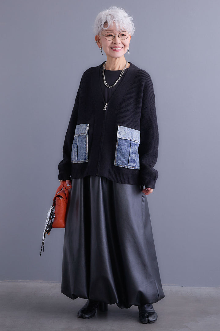 【予約】デニムポケットZIPニットカーディガン