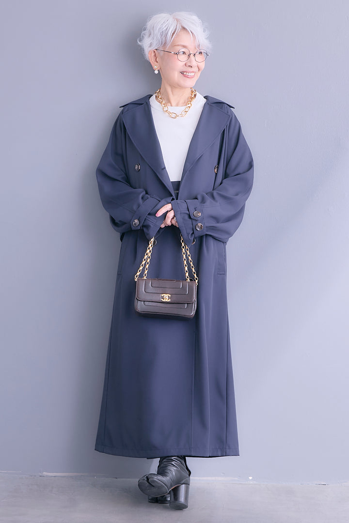 【SET】ラウンドシルエットショートトレンチ【セットアップ可能】+トレンチライクデザインスカート【セットアップ可能】(2set)