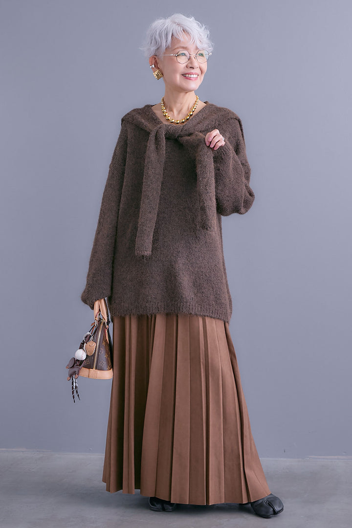 【予約】スエードロングプリーツスカート