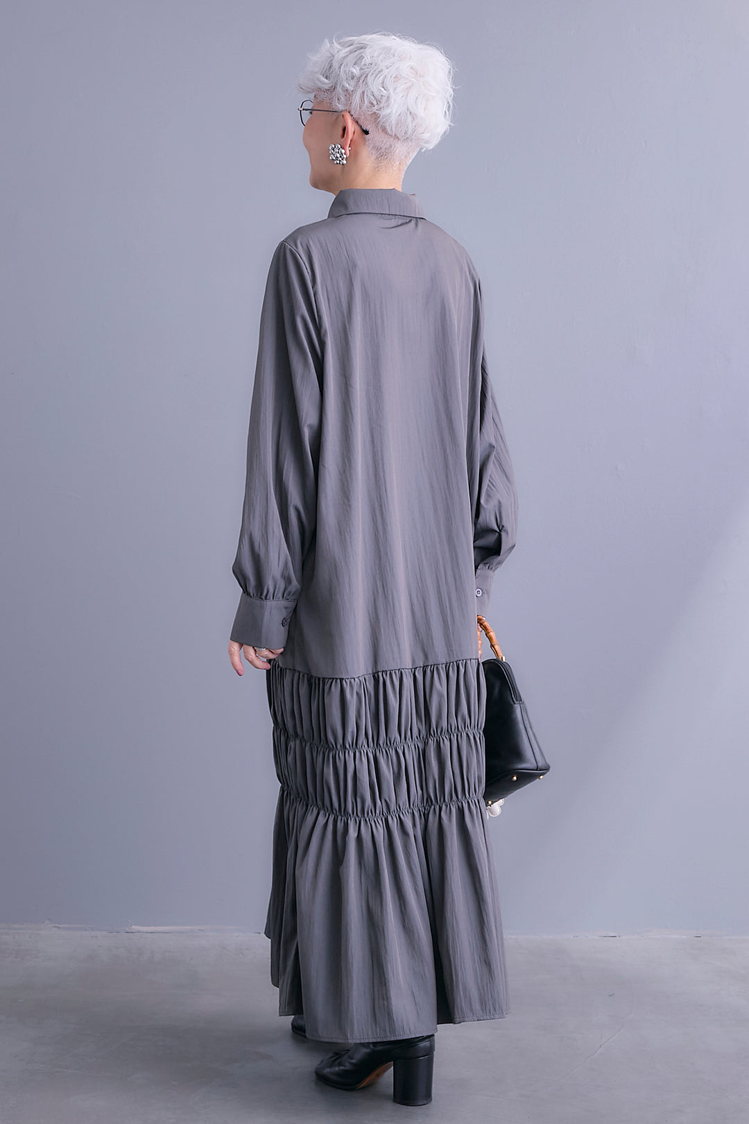 【予約】コードキーネックシャーリングデザインワンピース