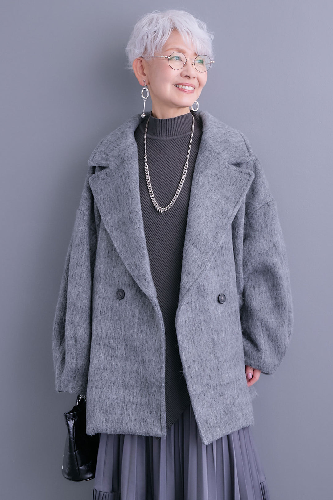 【予約】ワイドラペルコクーンスリーブシャギーコート