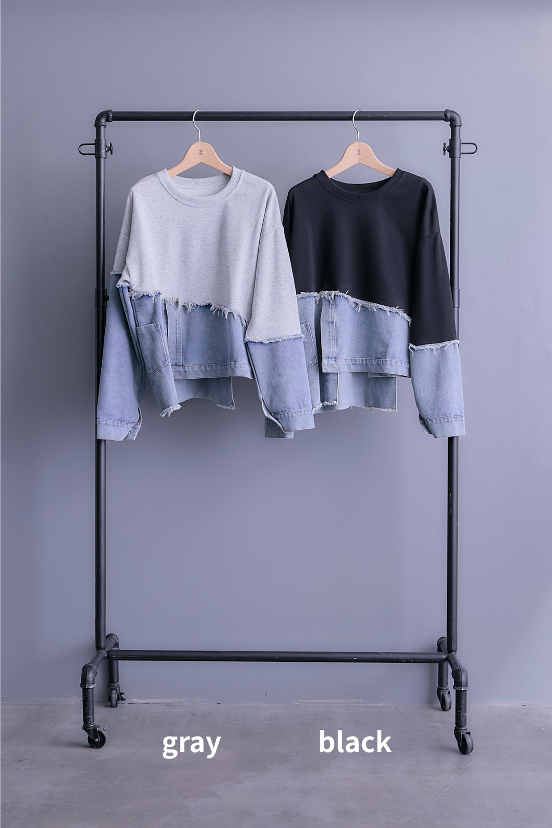 【予約】デニムコンビアシンメトリープルオーバー