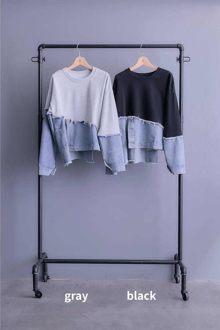 【予約】デニムコンビアシンメトリープルオーバー