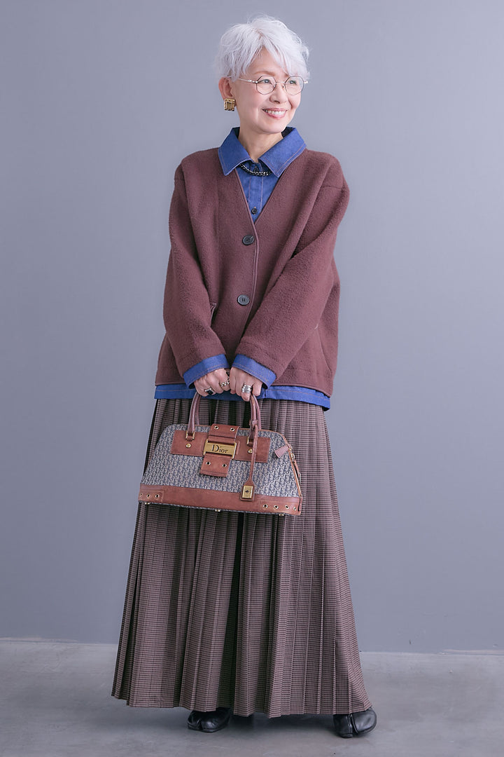 【予約】デニムレイヤードデザインカーディガン