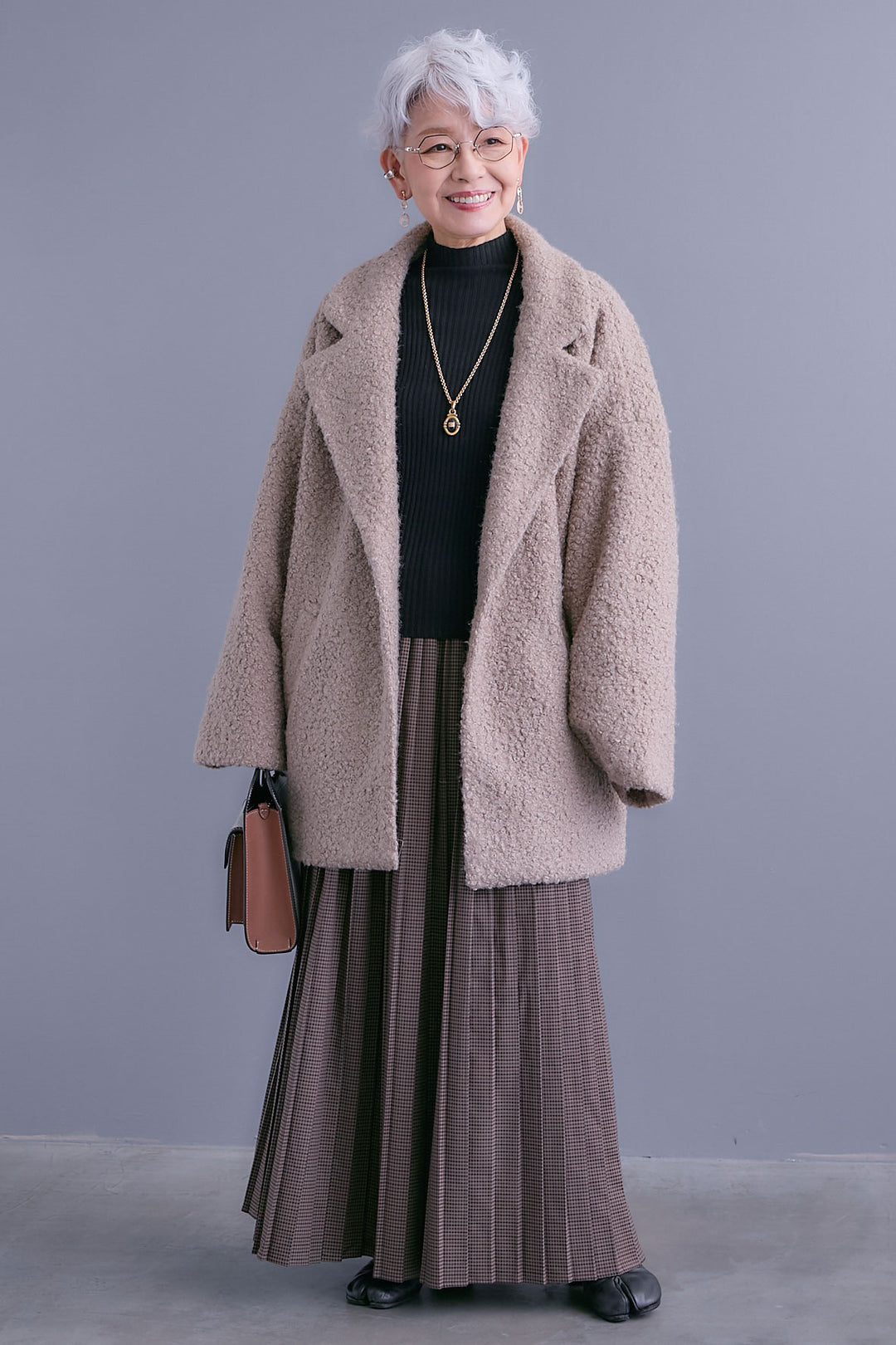 【SET】ブークレーテーラードコート+グレンチェックプリーツスカート(2set)