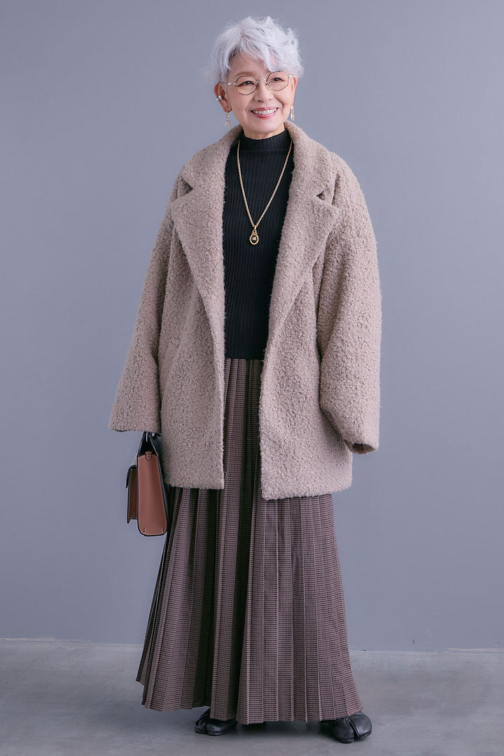 【SET】ブークレーテーラードコート+グレンチェックプリーツスカート(2set)