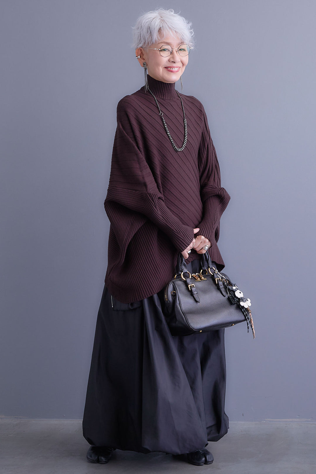 【SET】ワイドリブドルマンニット+バルーンミリタリースカート(2set)