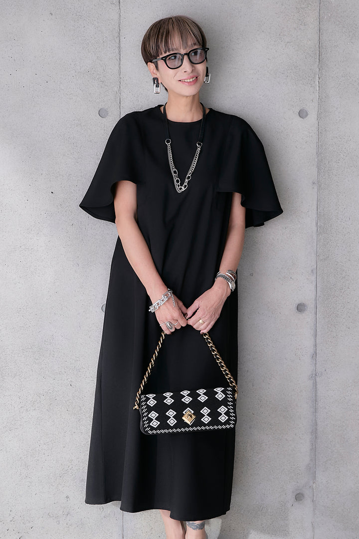【予約】リネンタッチケープデザインワンピース