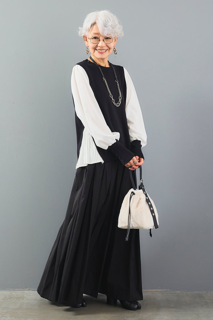 【予約】シャークスキンWタックプリーツスカート