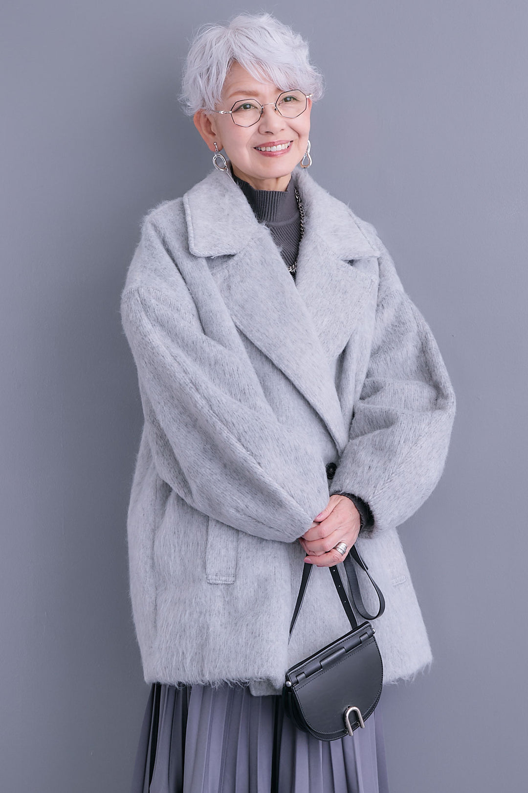 【予約】ワイドラペルコクーンスリーブシャギーコート