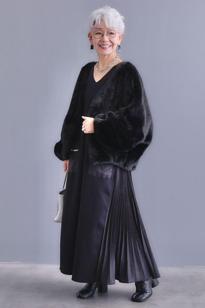 【予約】ノーカラーラウンドシルエットファーコート