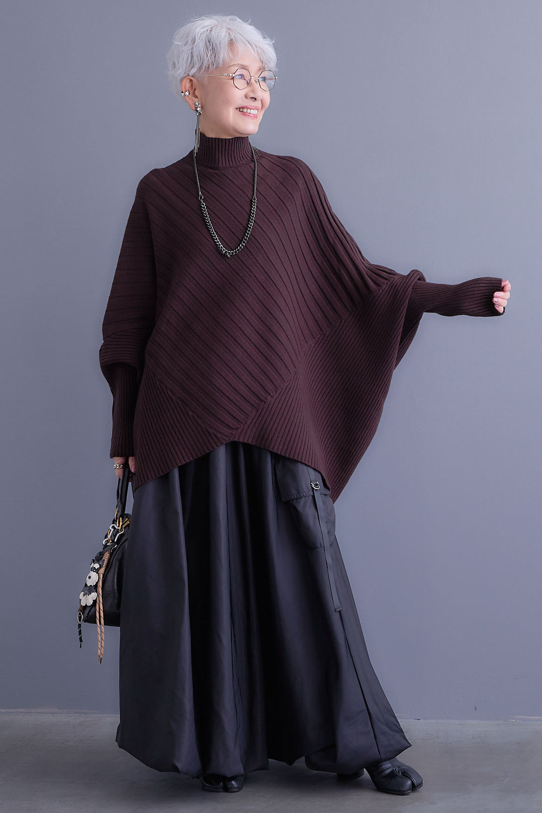 【SET】ワイドリブドルマンニット+バルーンミリタリースカート(2set)