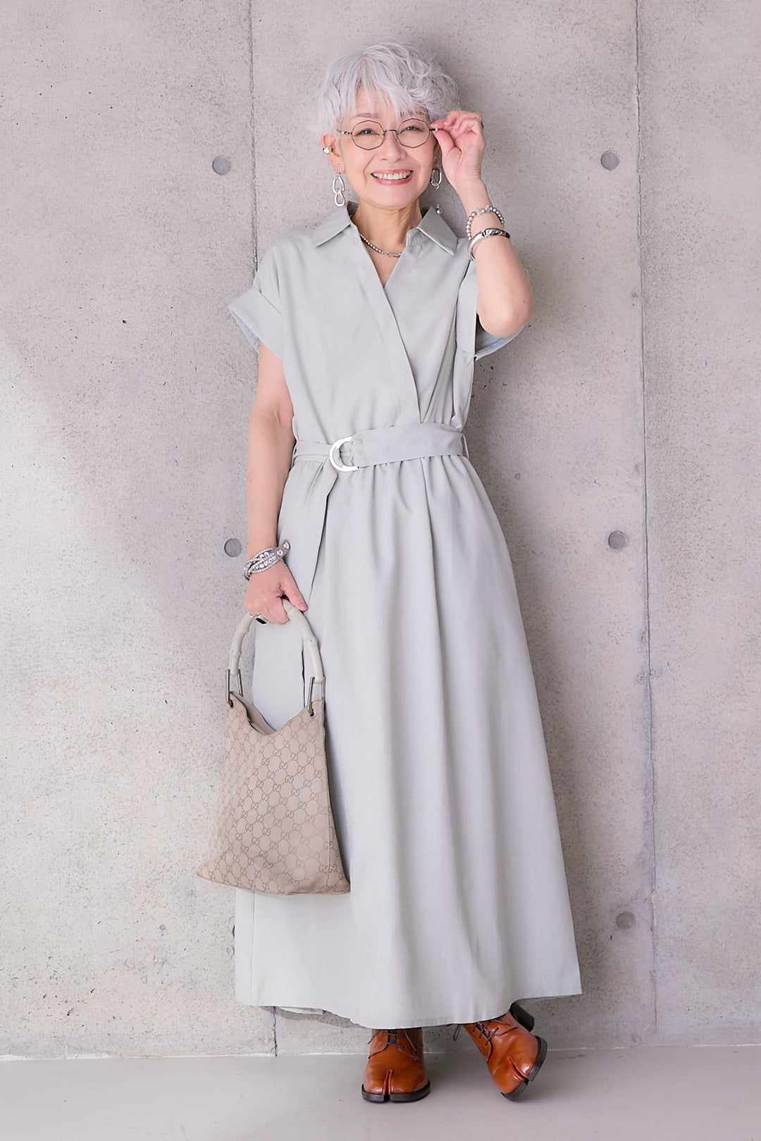 【予約】ロールアップスキッパーカシュクールワンピース