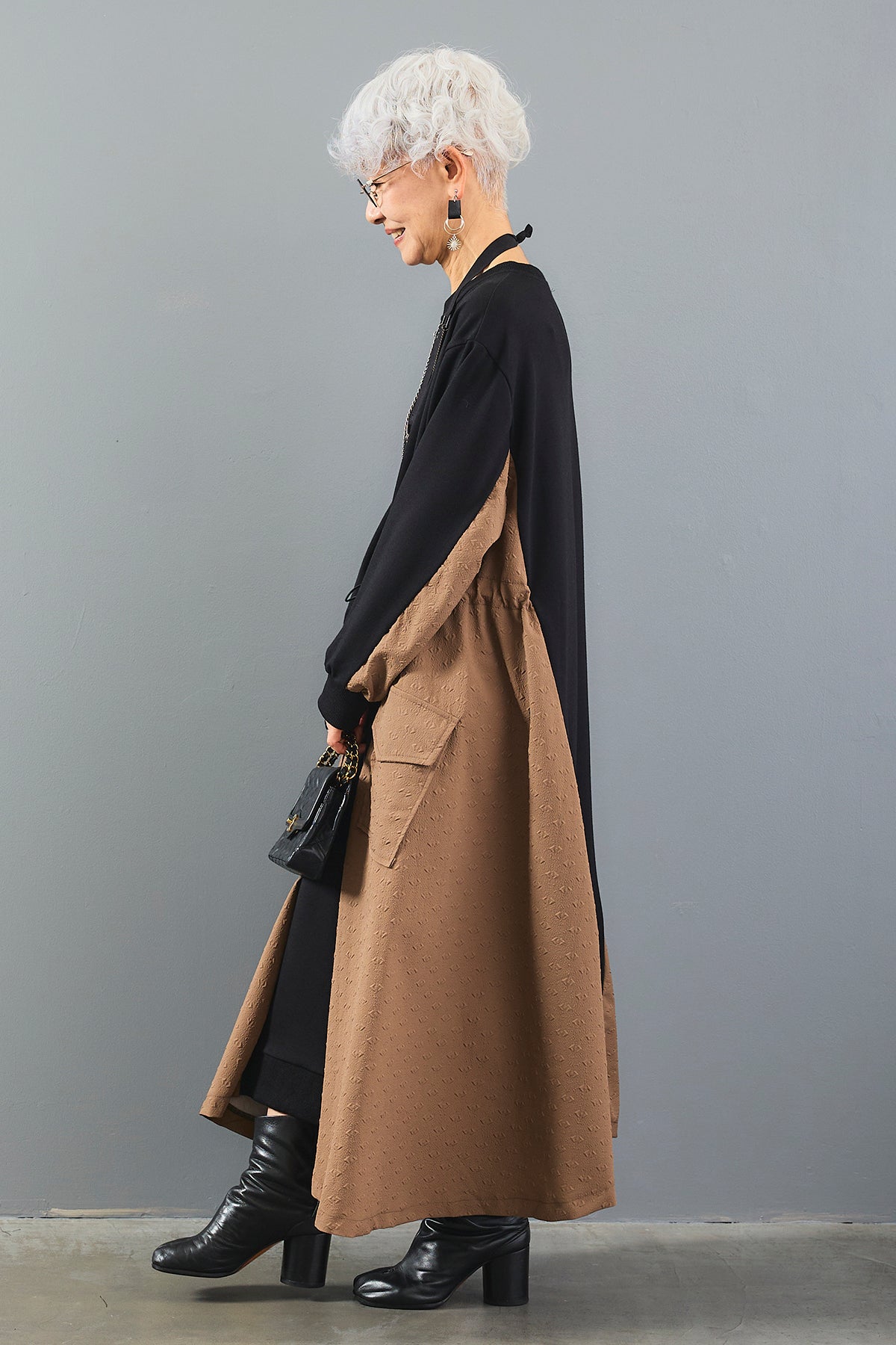 ジャガードコンビネゾンロングワンピース 予約】サイドロングジャガードコンビワンピース – AIJAN