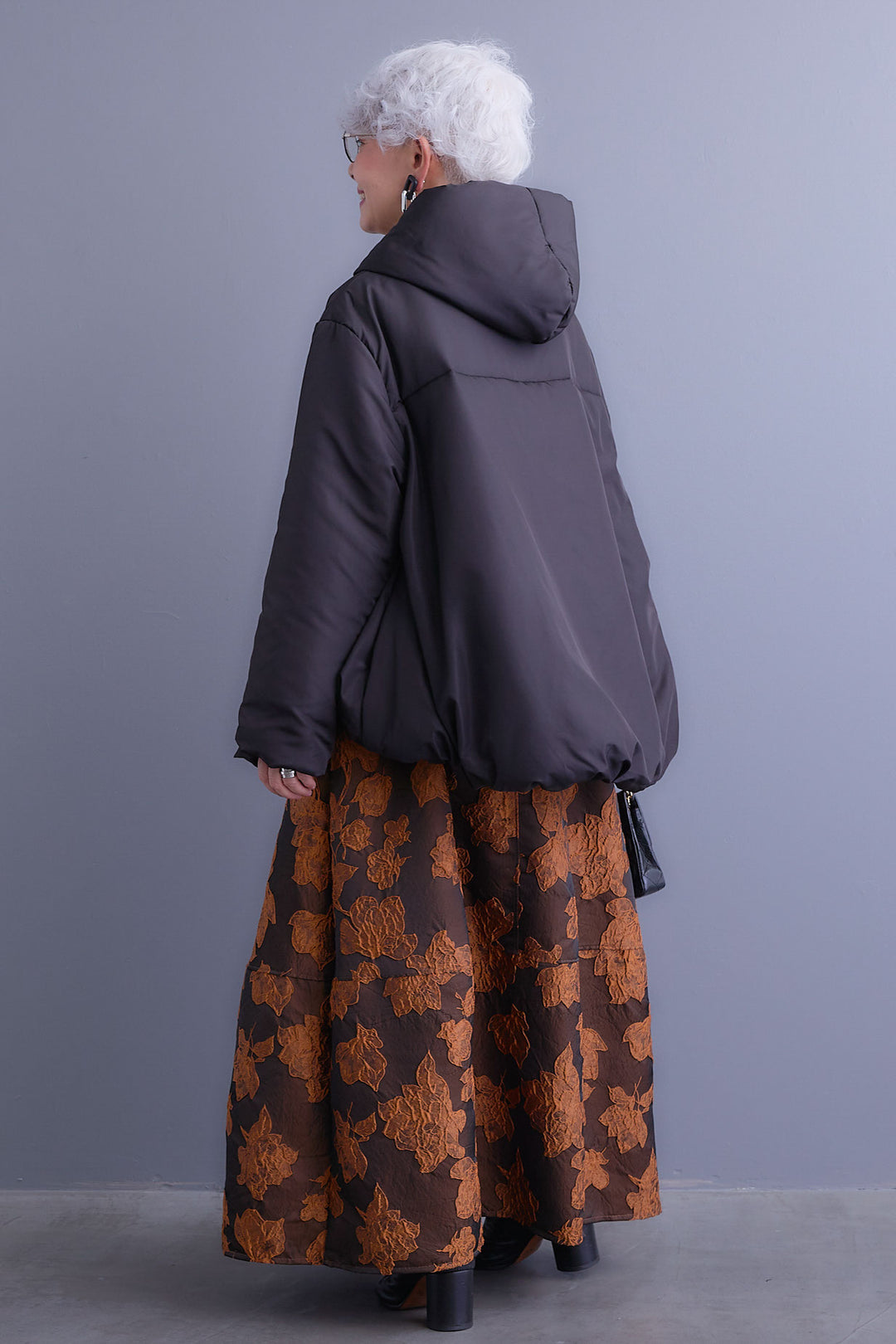 【SET】バルーンシルエットエアパフジャケット+ジャガードフラワースカート(2set)