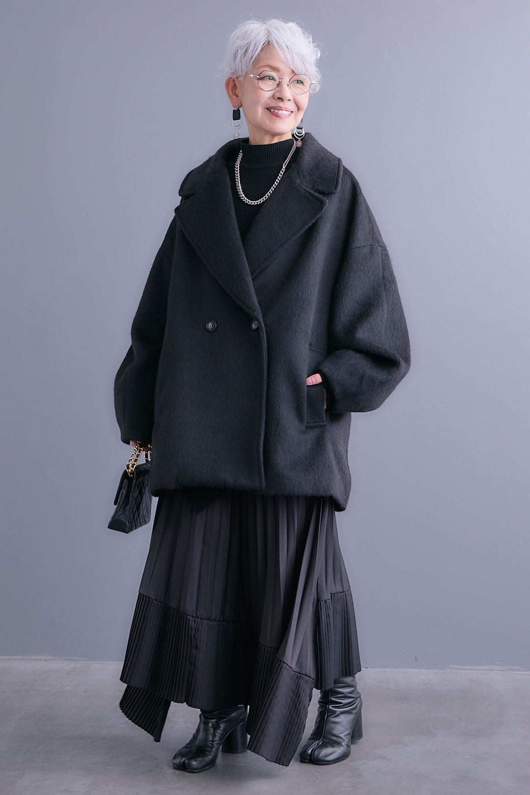 【予約】ワイドラペルコクーンスリーブシャギーコート