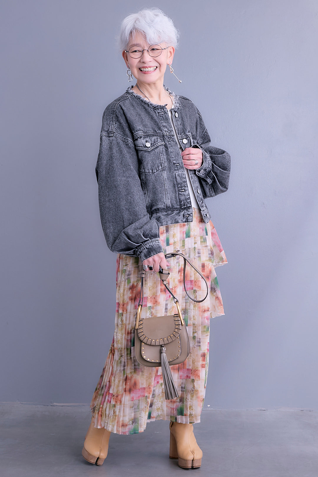 【予約】アシメフラワープリーツドッキングワンピース