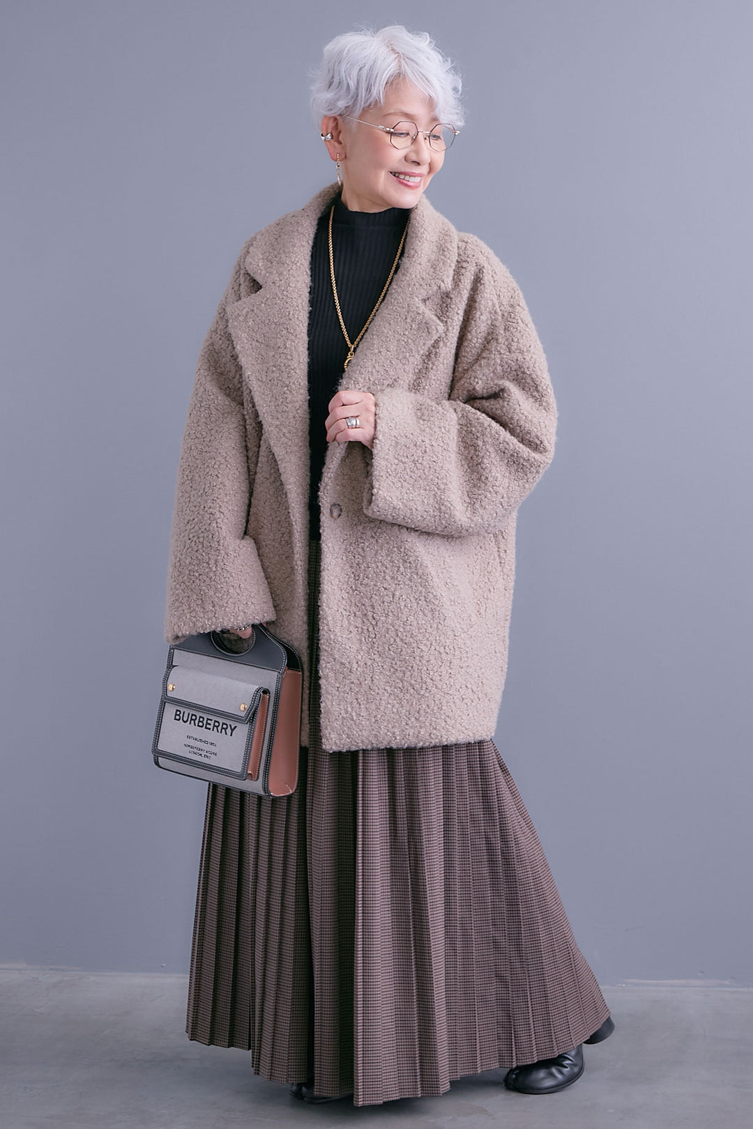 【SET】ブークレーテーラードコート+グレンチェックプリーツスカート(2set)